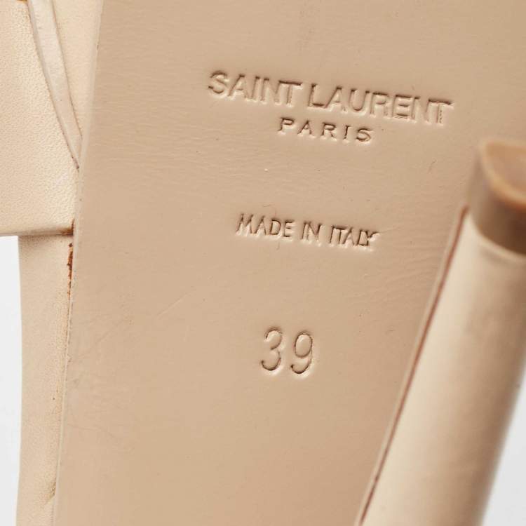 Pre Owned Saint Laurent Beige Leather Tribute Sandals Size 39