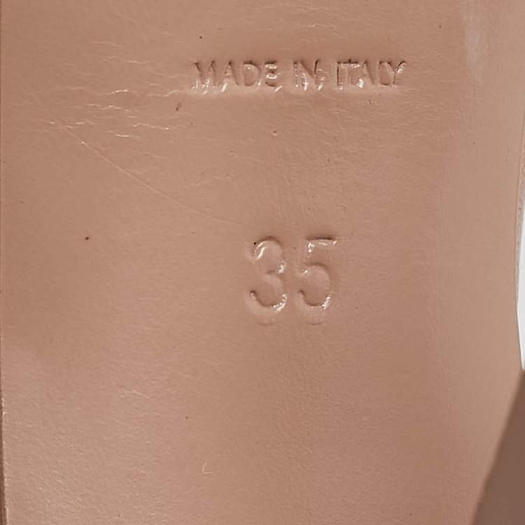 Pre Owned Saint Laurent Beige Leather Tribute Platform Sandals Size 35
