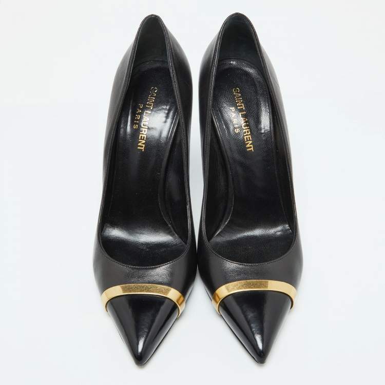 Pre Owned Saint Laurent Black Leather Escarpin Pointed Toe Pumps Size 39.5