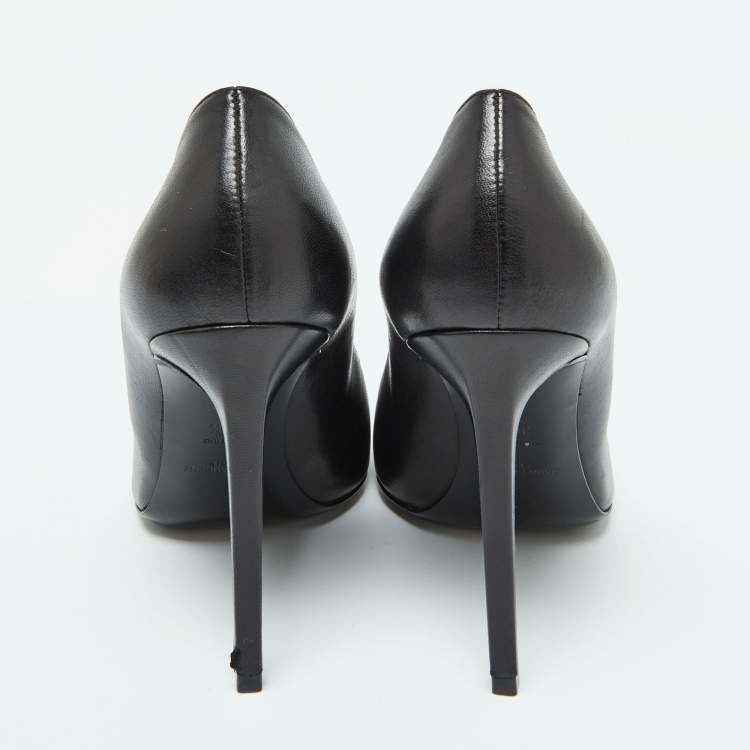Pre Owned Saint Laurent Black Leather Escarpin Pointed Toe Pumps Size 39.5