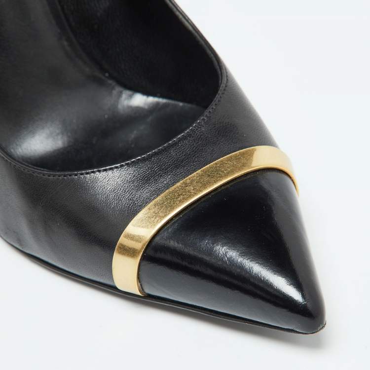 Pre Owned Saint Laurent Black Leather Escarpin Pointed Toe Pumps Size 39.5