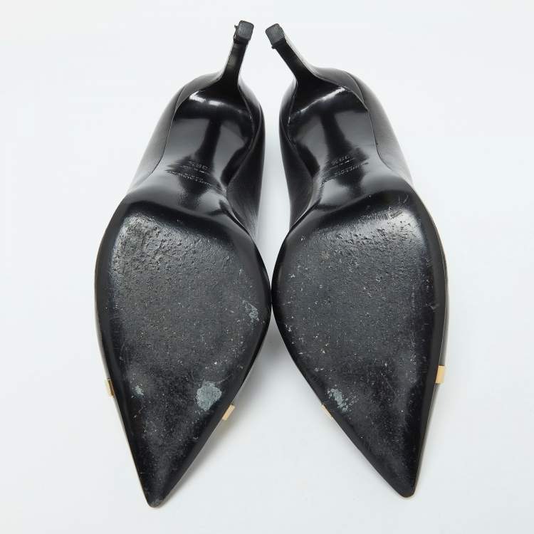 Pre Owned Saint Laurent Black Leather Escarpin Pointed Toe Pumps Size 39.5