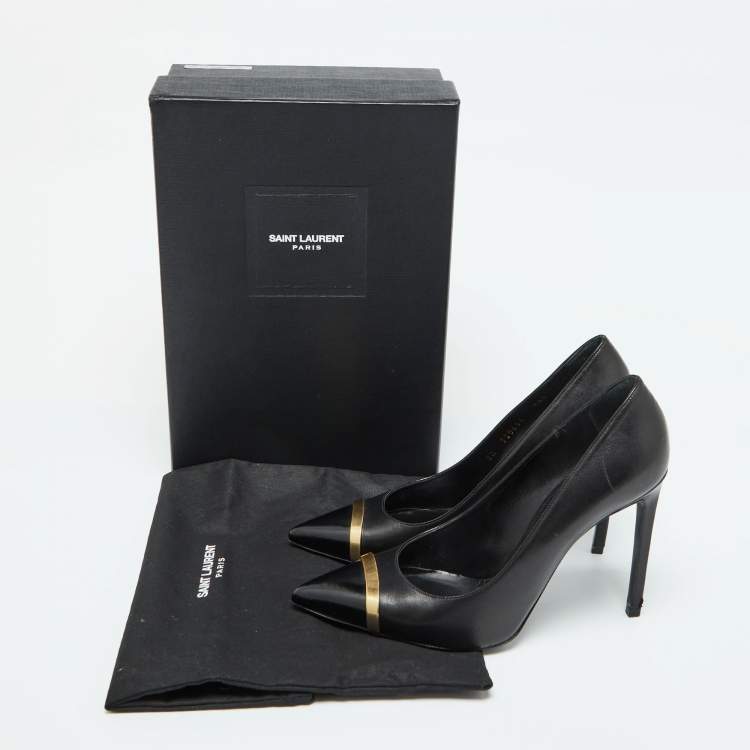 Pre Owned Saint Laurent Black Leather Escarpin Pointed Toe Pumps Size 39.5