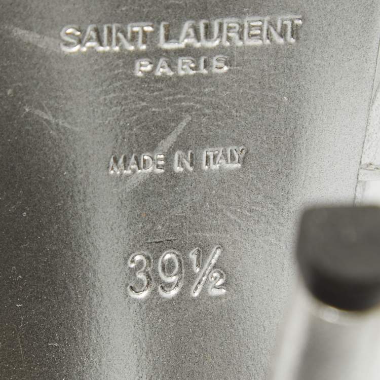 Pre Owned Saint Laurent Silver Leather Tribute Platform Sandals Size 39.5