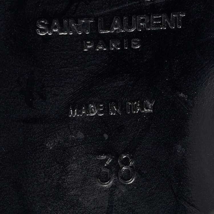 Pre Owned Saint Laurent Black Embossed Croc Tribute Sandals Size 38
