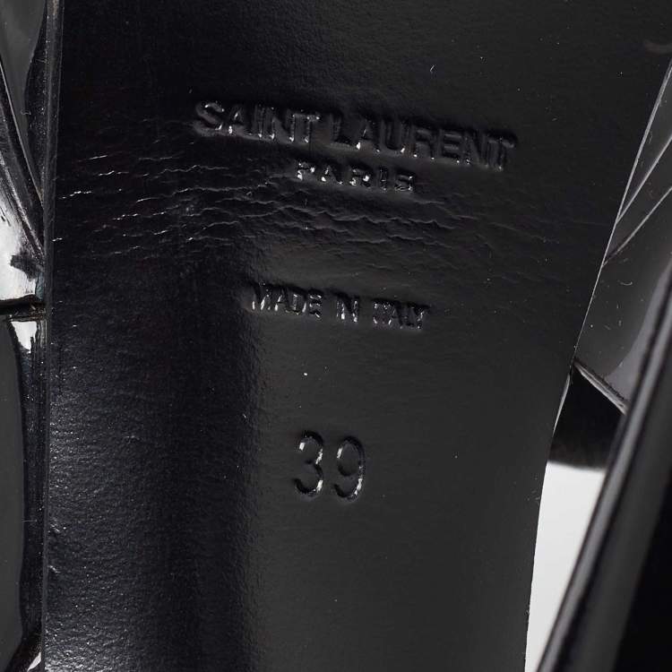 Pre Owned Saint Laurent Black Patent Leather Tribute Platform Sandals Size 39