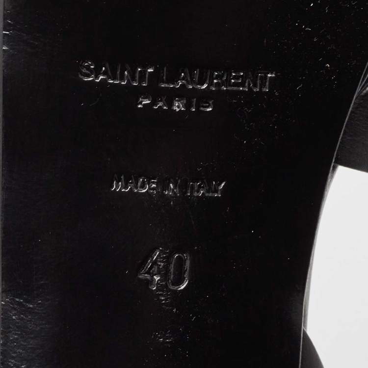 Pre Owned Saint Laurent Black Leather Tribute Platform Sandals Size 40