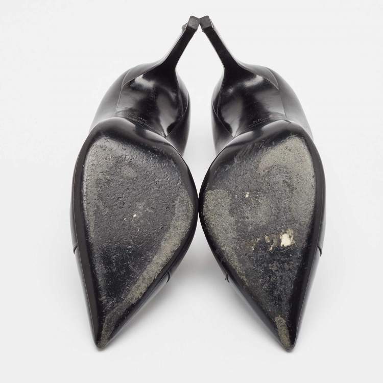 Pre Owned Saint Laurent Black Leather Pointed Toe Pumps Size 39