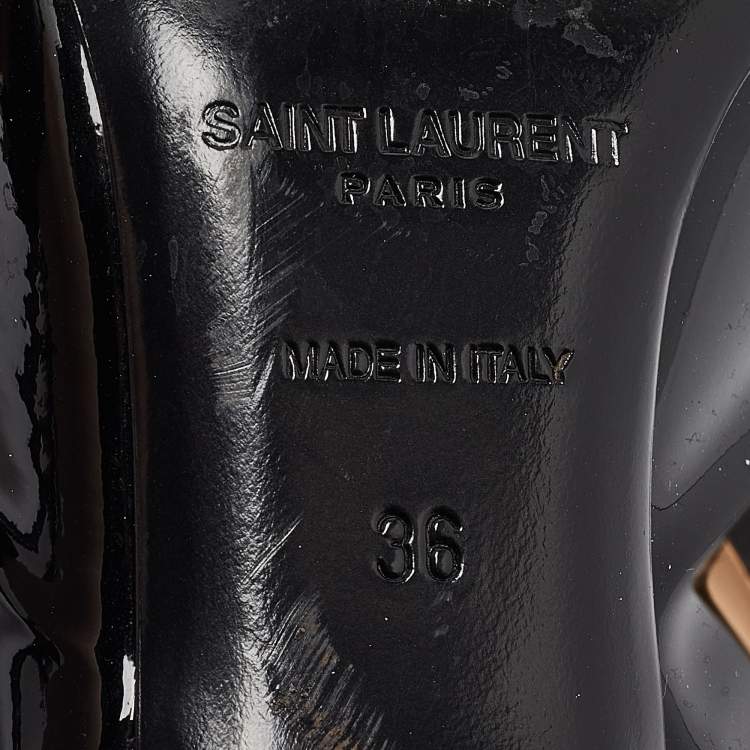 مملوكة مسبقًا Saint Laurent Black Patent Leather Opyum Slingback Pumps Size 36