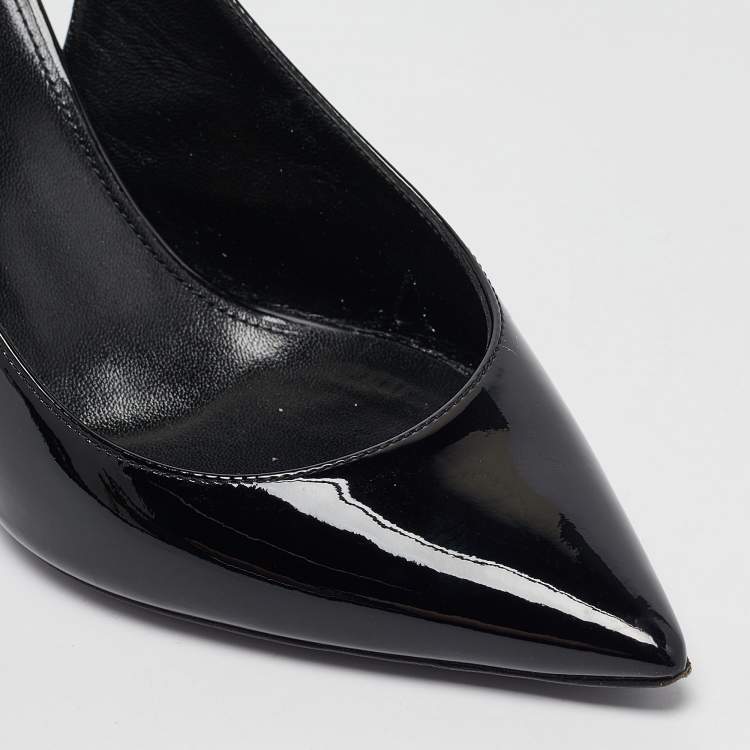 مملوكة مسبقًا Saint Laurent Black Patent Leather Opyum Slingback Pumps Size 36