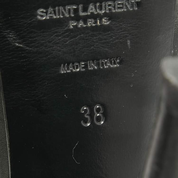 Pre Owned Saint Laurent Black Leather Tribute Platform Sandals Size 38