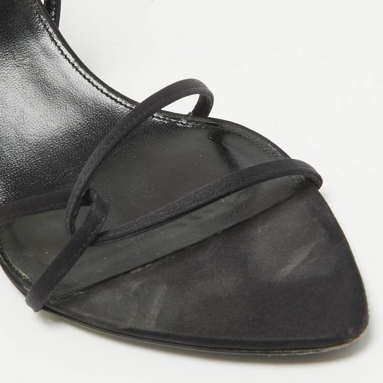 Pre Owned Saint Laurent Black Satin Clara Sandals Size 38