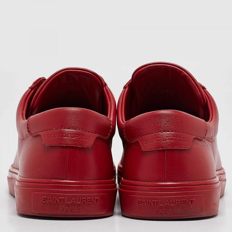 Pre Owned Saint Laurent Red Leather Court Classic Lace Up Sneakers Size 36