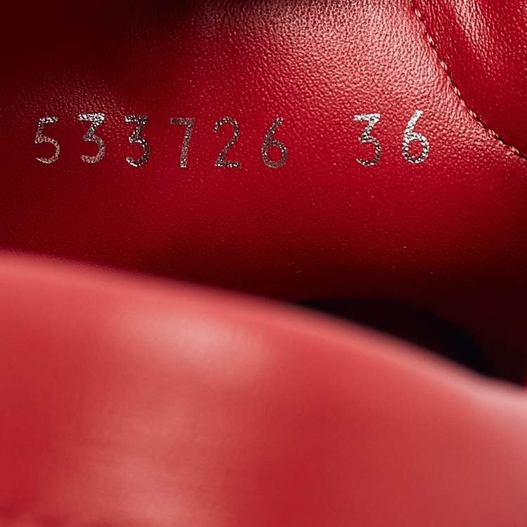 Pre Owned Saint Laurent Red Leather Court Classic Lace Up Sneakers Size 36