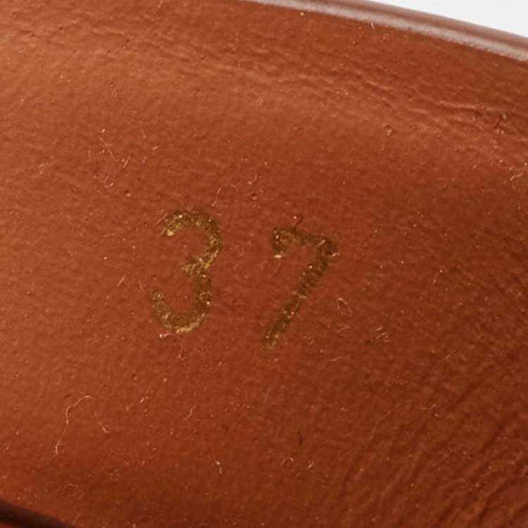 Pre Owned Saint Laurent Tan Leather Tribute Wedge Espadrille Sandals Size 37