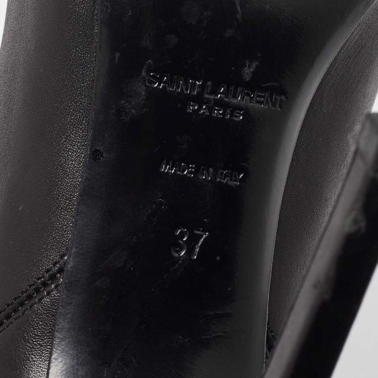 Pre Owned Saint Laurent Black Leather Pointed Toe Ankle Boots Size 37