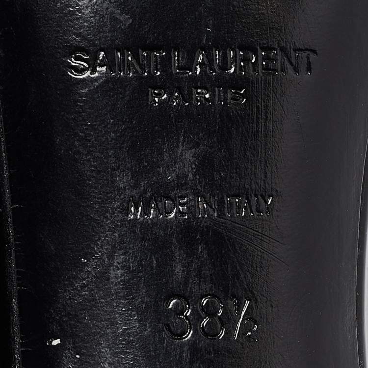 Pre Owned Saint Laurent Black Patent Leather Jane Ankle Strap Sandals Size 38.5