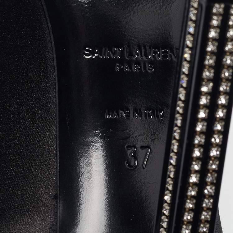 Pre Owned Saint Laurent Black Satin Tower Pumps Size 37