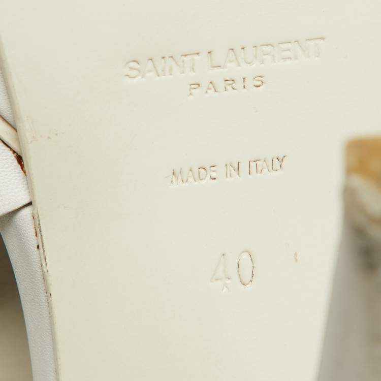 Pre Owned Saint Laurent White Leather Tribute Platform Sandals Size 40
