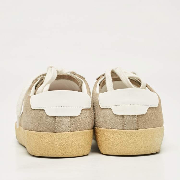 Pre Owned Saint Laurent Beige Leather and Suede Court Classic Sneakers Size 39