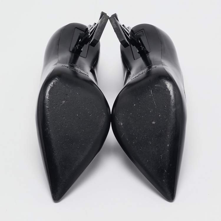 Pre Owned Saint Laurent Black Patent Leather Opyum Pointed Toe Pumps Size 36