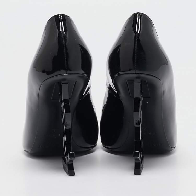 Pre Owned Saint Laurent Black Patent Leather Opyum Pointed Toe Pumps Size 36