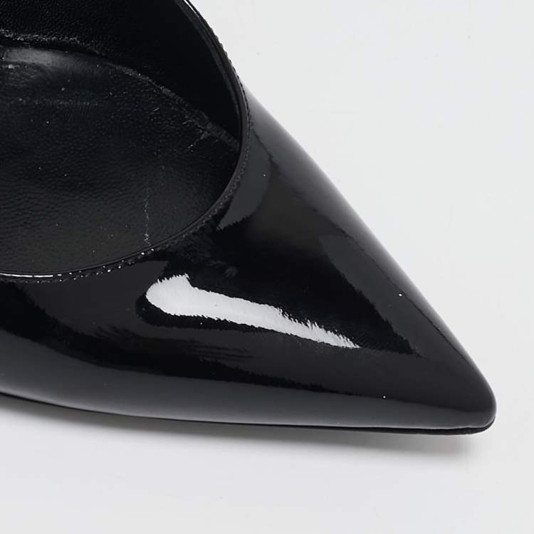 Pre Owned Saint Laurent Black Patent Leather Opyum Pointed Toe Pumps Size 36