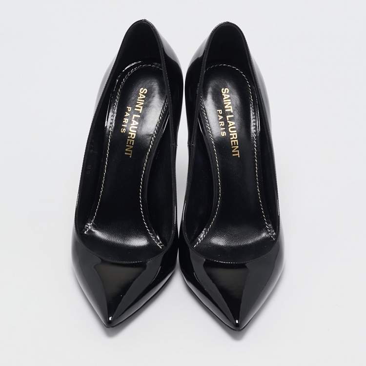 Pre Owned Saint Laurent Black Patent Leather Opyum Pointed Toe Pumps Size 36