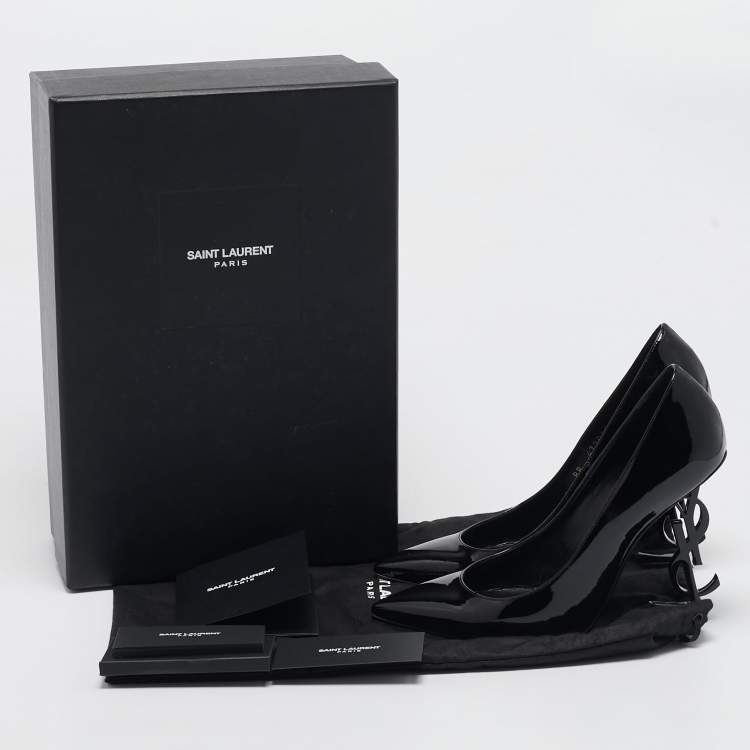 Pre Owned Saint Laurent Black Patent Leather Opyum Pointed Toe Pumps Size 36