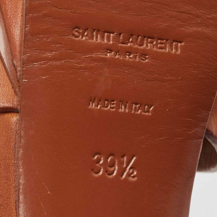 Pre Owned Saint Laurent Brown Leather Tribute Platform Sandals Size 39.5