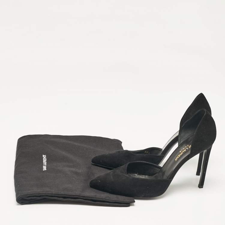 Pre Owned Saint Laurent Black Suede D'orsay Pumps Size 38.5