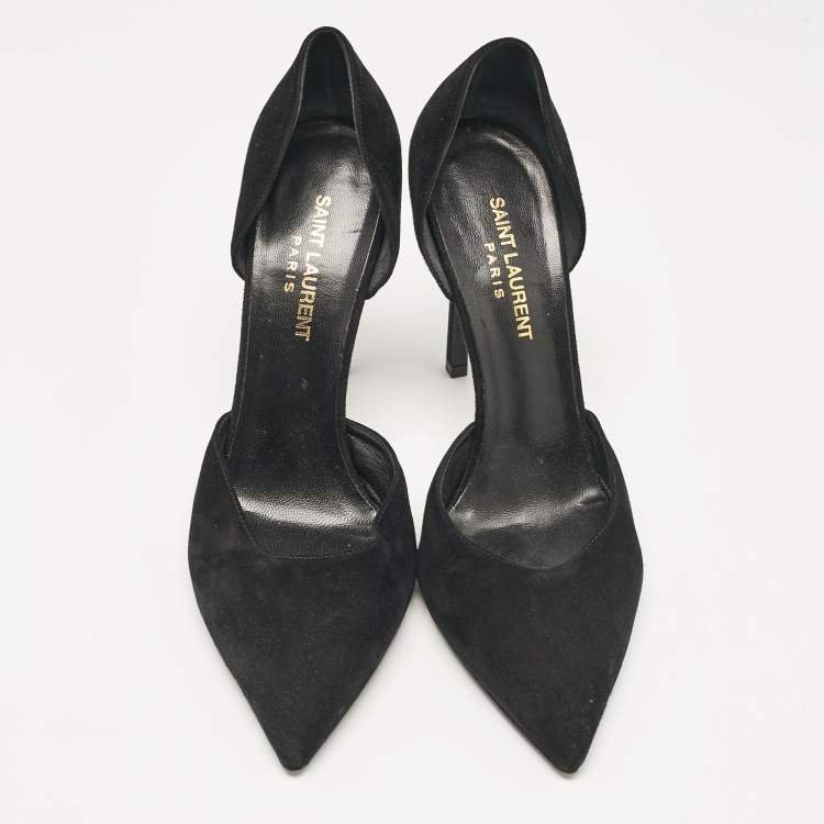 Pre Owned Saint Laurent Black Suede D'orsay Pumps Size 38.5
