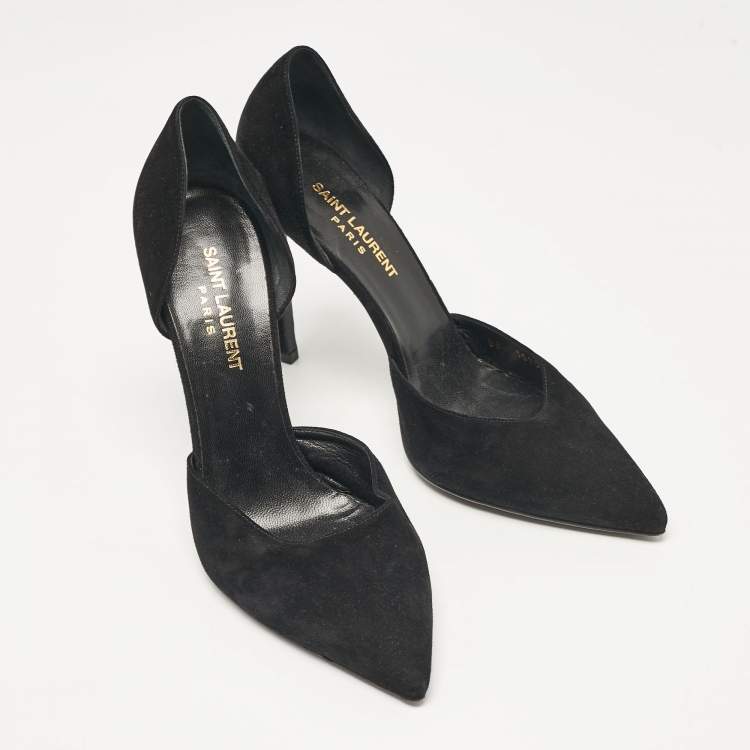 Pre Owned Saint Laurent Black Suede D'orsay Pumps Size 38.5
