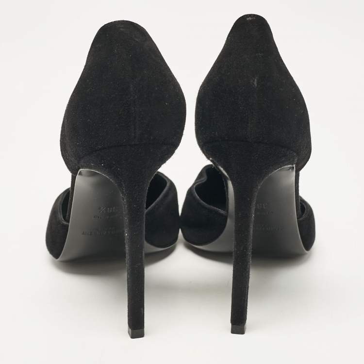 Pre Owned Saint Laurent Black Suede D'orsay Pumps Size 38.5