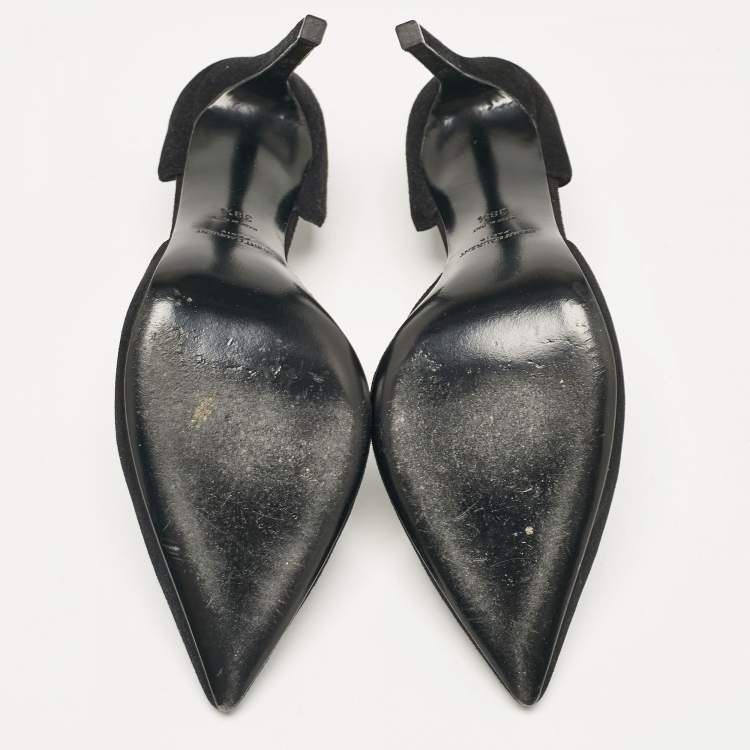 Pre Owned Saint Laurent Black Suede D'orsay Pumps Size 38.5