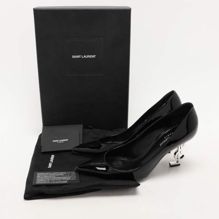 Pre Owned Saint Laurent Black Patent Leather Opyum Pumps Size 38