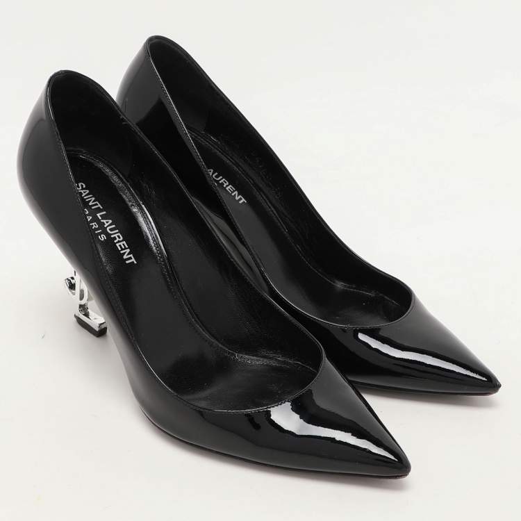 Pre Owned Saint Laurent Black Patent Leather Opyum Pumps Size 38