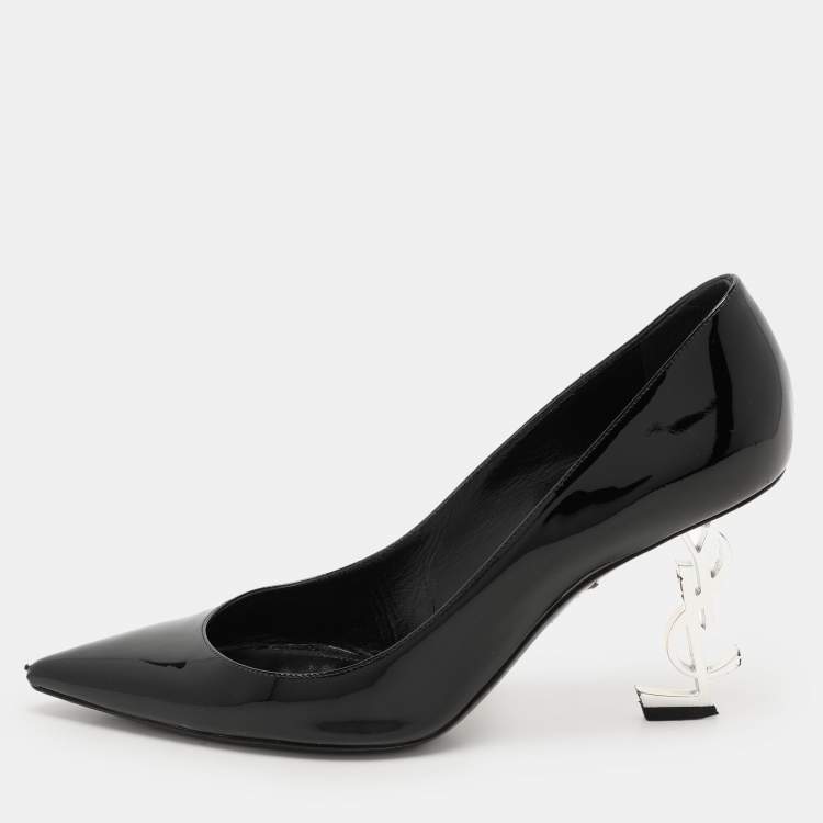 Pre Owned Saint Laurent Black Patent Leather Opyum Pumps Size 38
