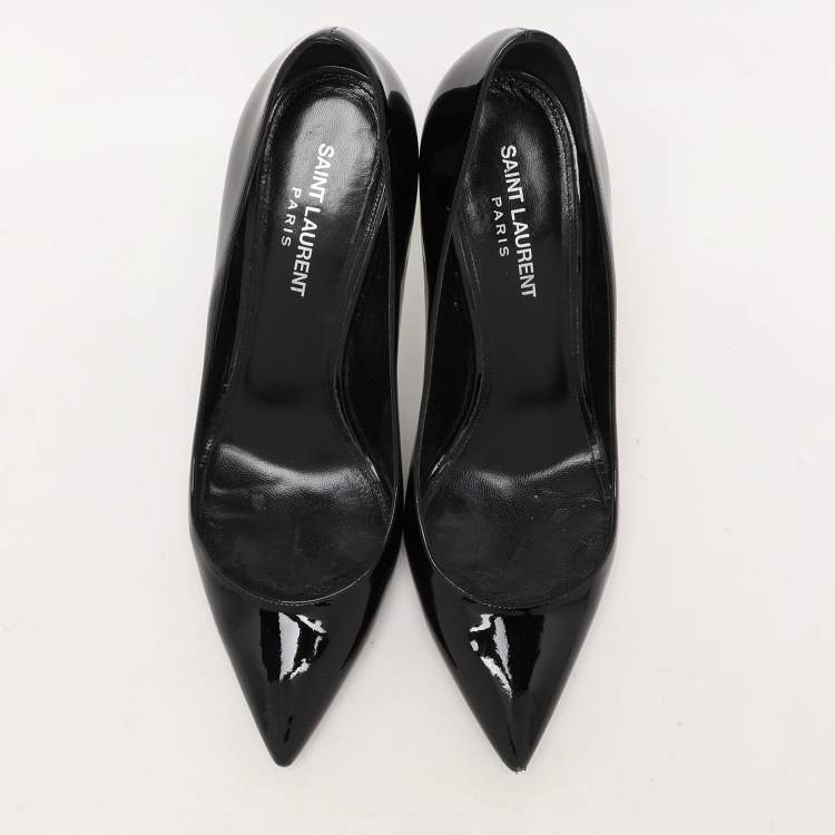 Pre Owned Saint Laurent Black Patent Leather Opyum Pumps Size 38