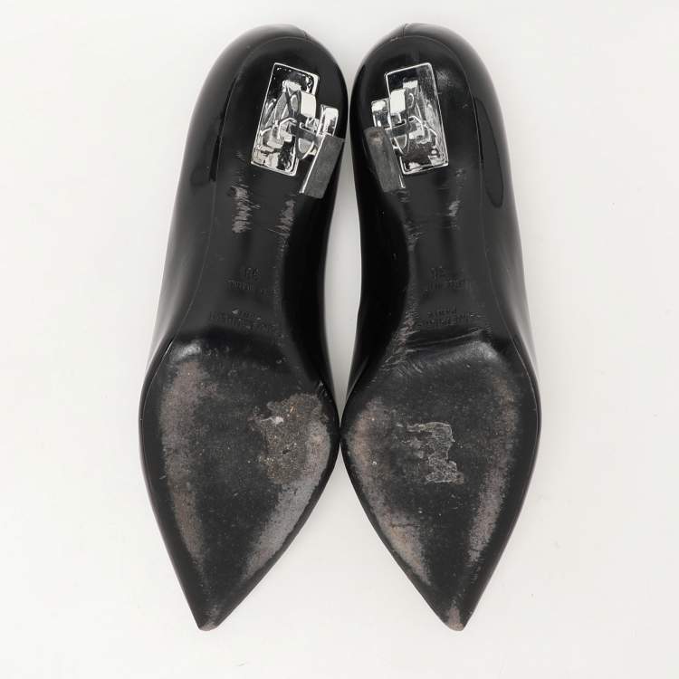 Pre Owned Saint Laurent Black Patent Leather Opyum Pumps Size 38