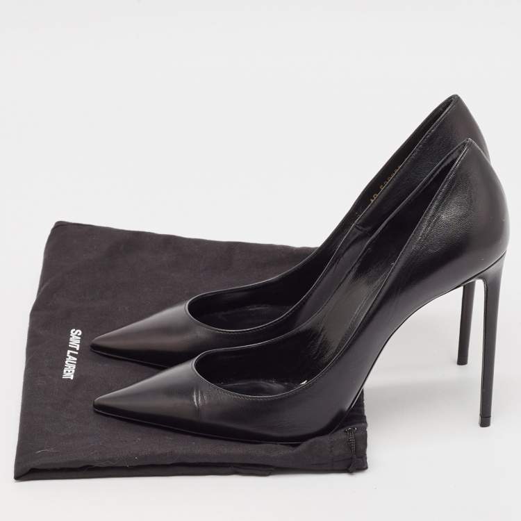 مملوكة مسبقًا Saint Laurent Black Leather Anja Pumps Size 39
