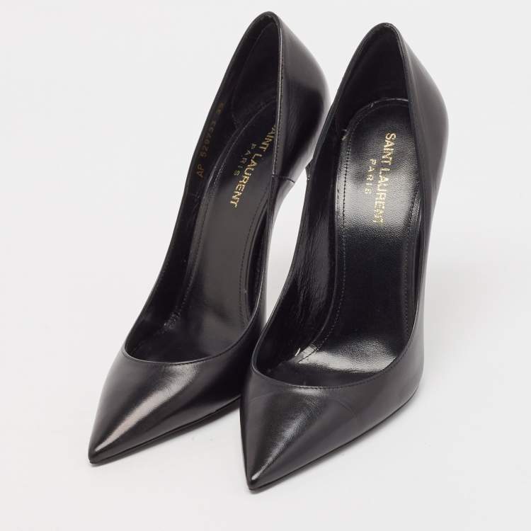 مملوكة مسبقًا Saint Laurent Black Leather Anja Pumps Size 39