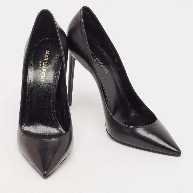 مملوكة مسبقًا Saint Laurent Black Leather Anja Pumps Size 39