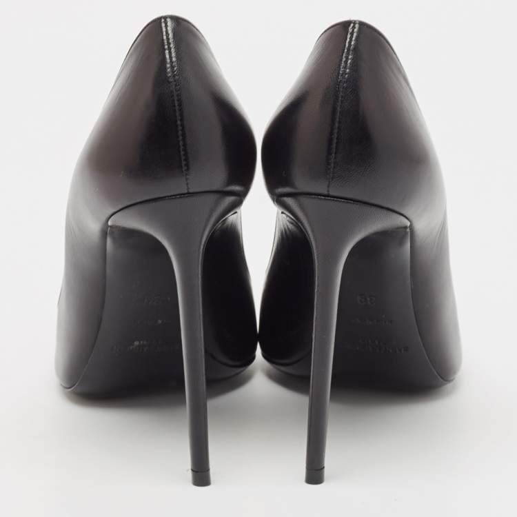 مملوكة مسبقًا Saint Laurent Black Leather Anja Pumps Size 39