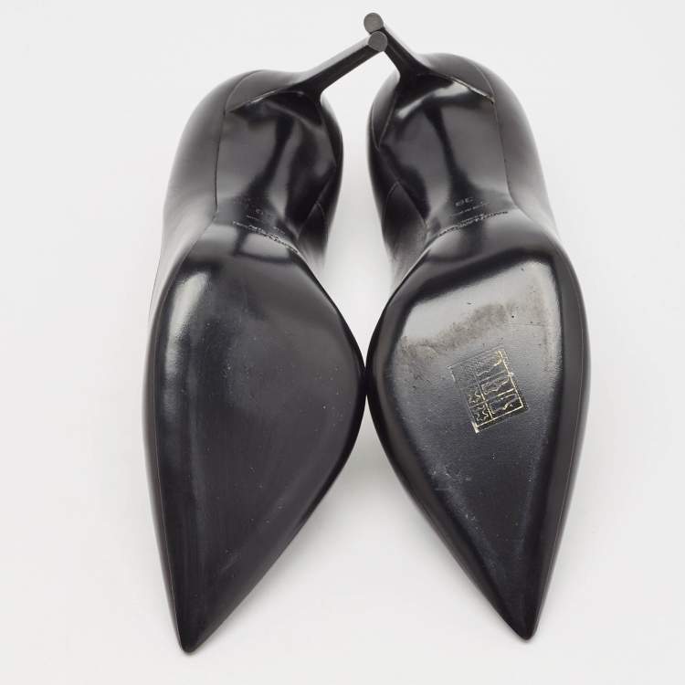 مملوكة مسبقًا Saint Laurent Black Leather Anja Pumps Size 39