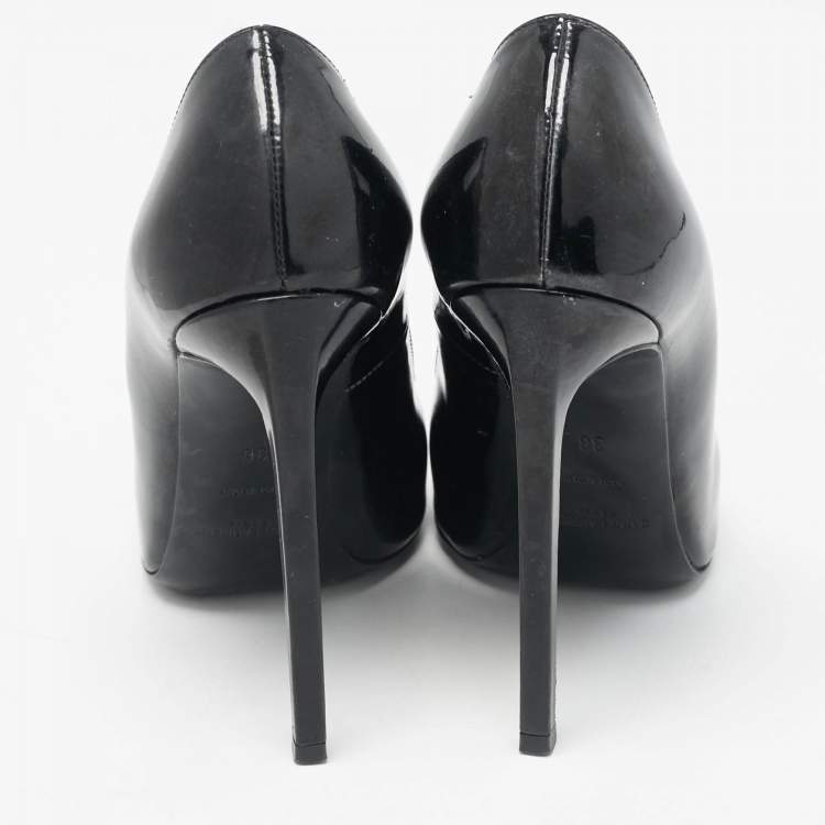 Pre Owned Saint Laurent Black Patent Leather Anja Pumps Size 36