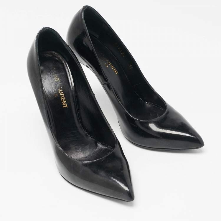 Pre Owned Saint Laurent Black Patent Leather Anja Pumps Size 36