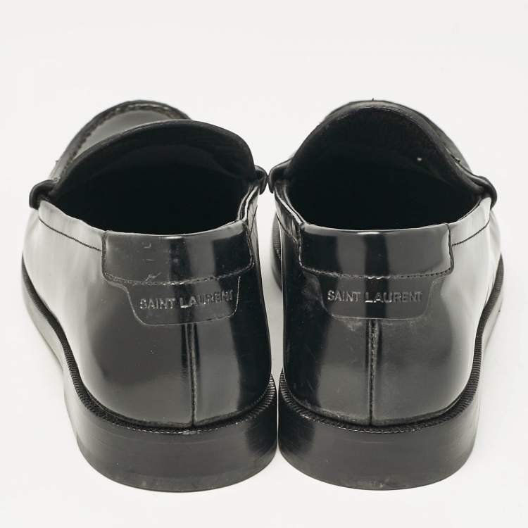 Pre Owned Saint Laurent Black Patent Leather Penny Loafers Size 36