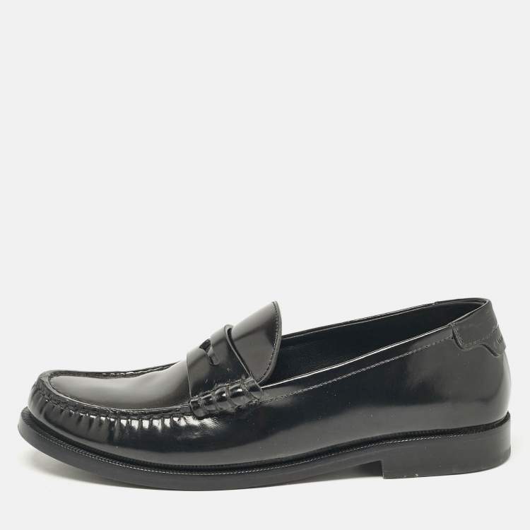Pre Owned Saint Laurent Black Patent Leather Penny Loafers Size 36
