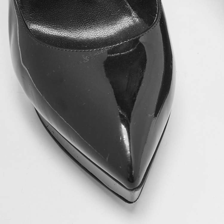 Pre Owned Saint Laurent Black Patent Leather Platform Pumps Size 39.5
